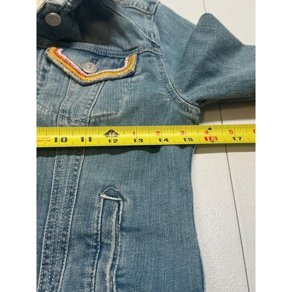 Pilcro Jacket Womens XS Embroidered Denim Boho Floral Anthro Cottagecore - Picture 10 of 14